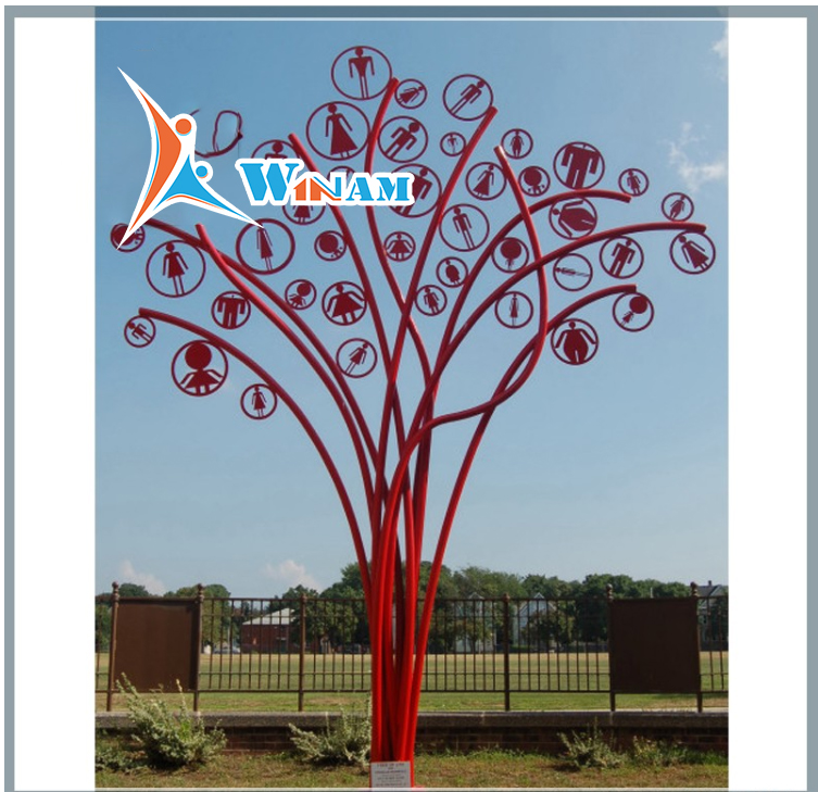 Colorful painted sculpture stainless steel decorative tree