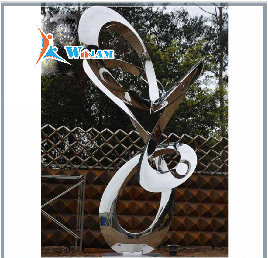 Factory custom mirror polish stainless steel abstract irregular sculpture