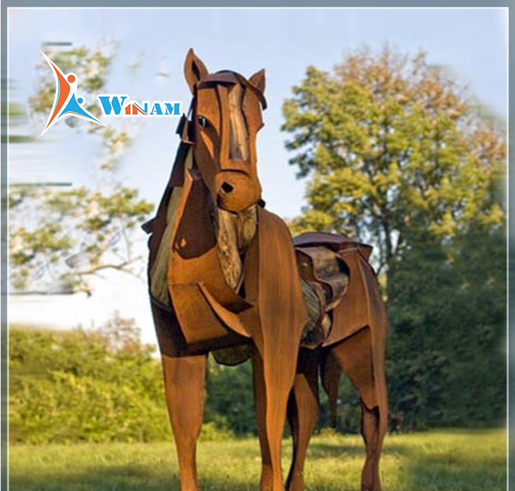 2017 outdoor garden weathering steel life size horse statues for sale