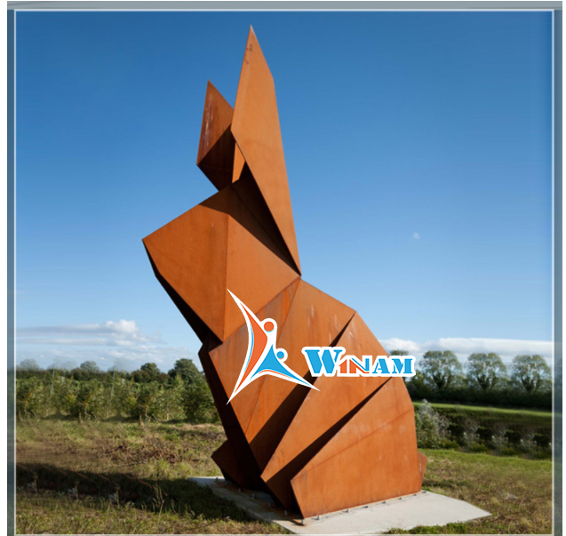 Animal Statue Corten Steel Abstract Rabbit Sculpture