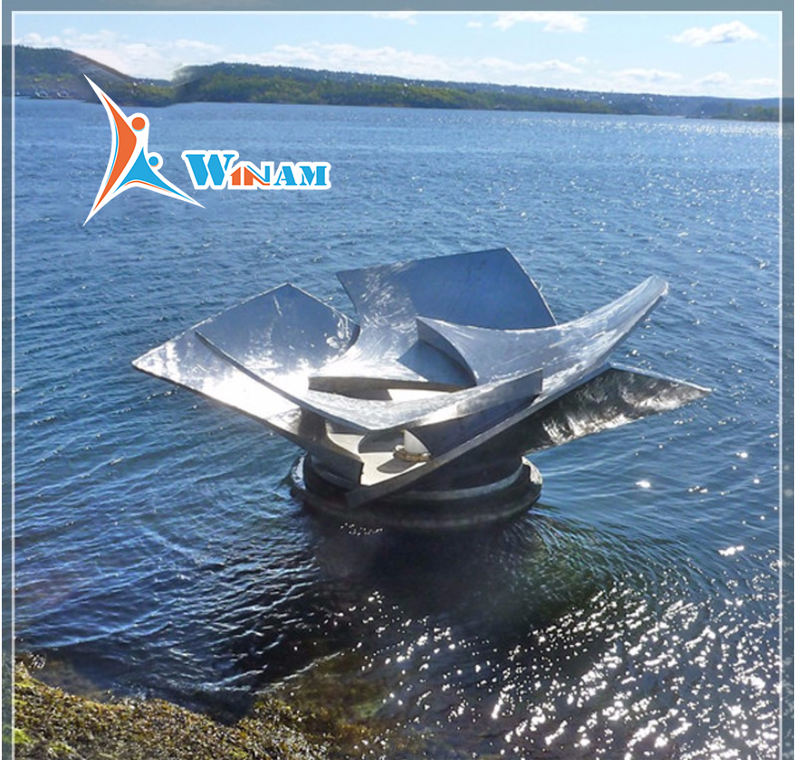 Outdoor stainless steel abstract flower sculptures