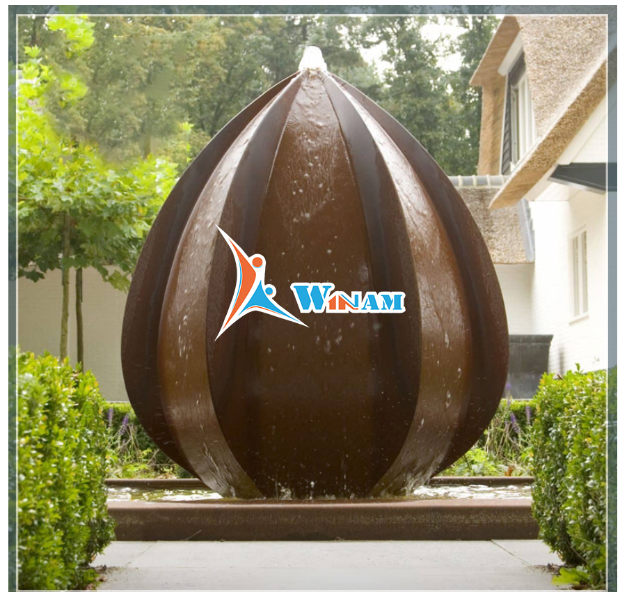Garden corten steel art large outdoor water fountain