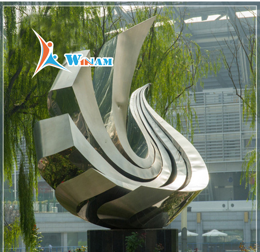 Large stainless steel metal outdoor garden sculpture