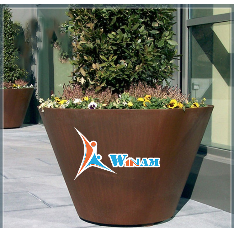 Corten Steel Flower Planter for Large Square