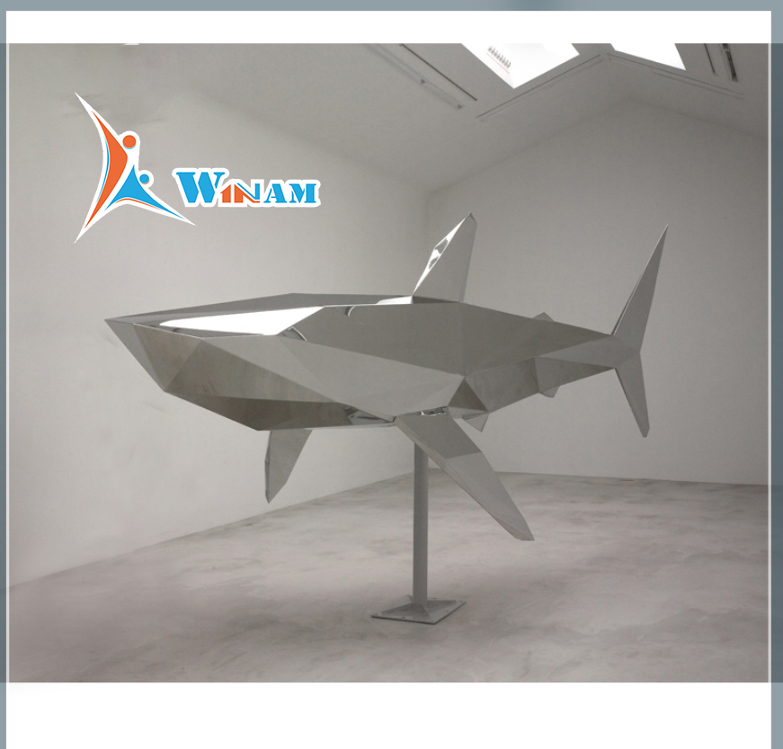 Large Stainless Steel Shark Fish Sculpture