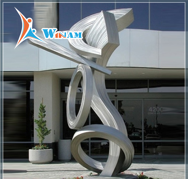 Outdoor ornaments large stainless steel abstract brushed sculpture