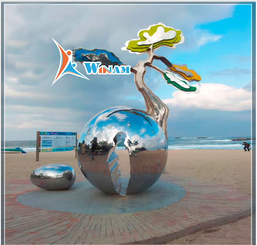 Stainless steel color tree abstract contemporary art sculpture