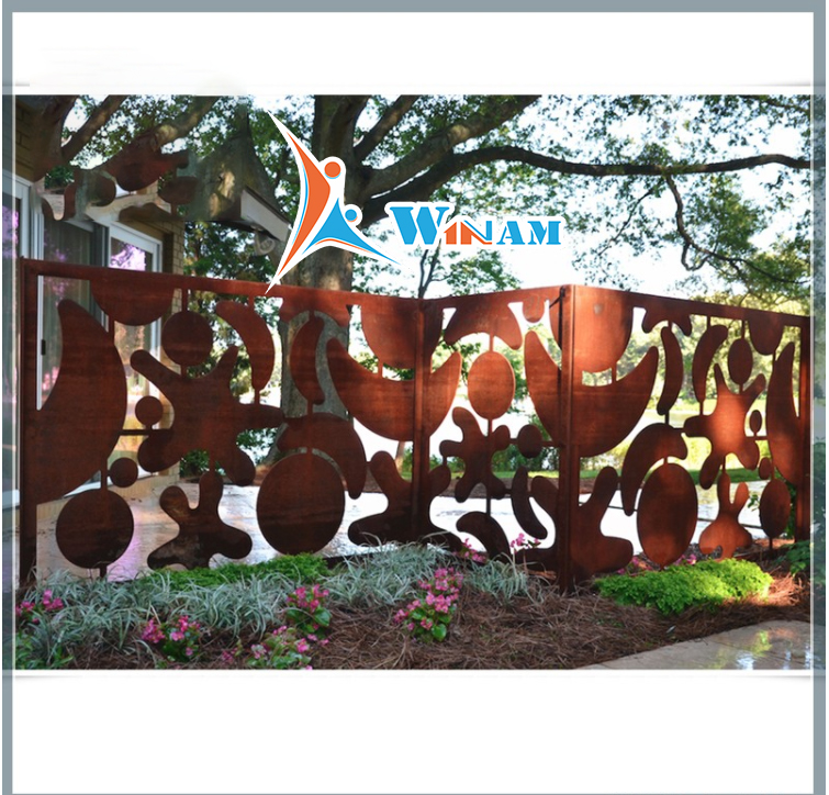 Custom size rusty style metal outdoor screens