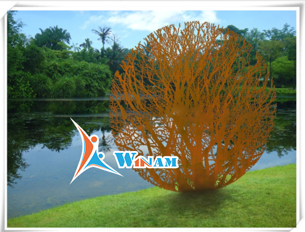 Garden Decorative Craft Delicate Tree Screen Corten Steel Sculpture