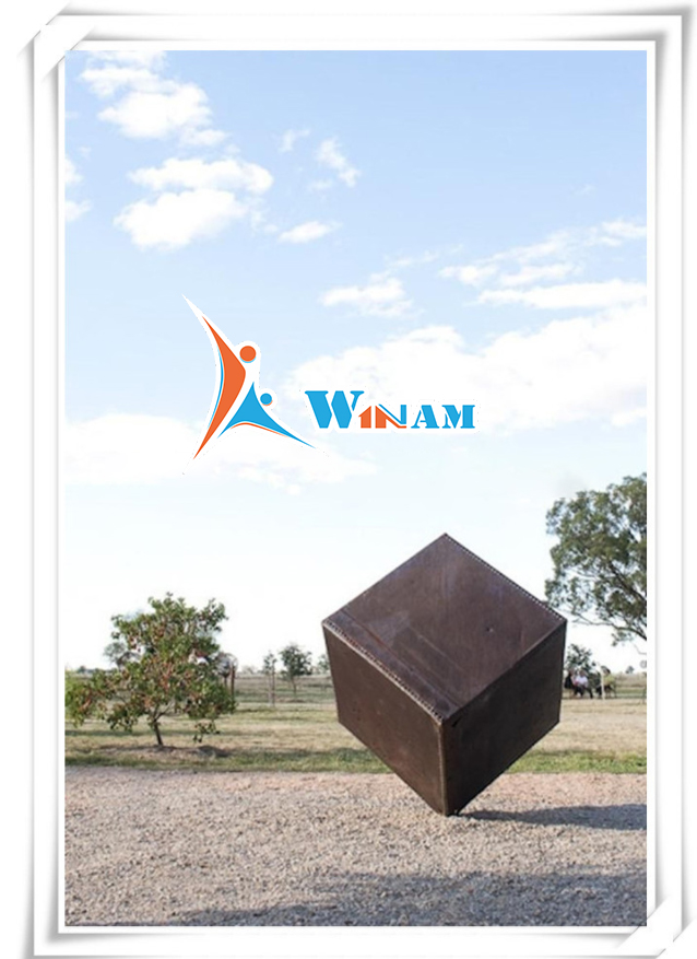 Contemporary cube corten steel city sculpture for garden
