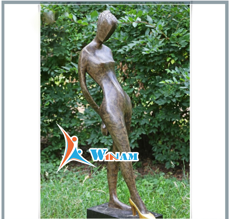 Sexy Naked Asian Woman with High Heel Character Sculpture