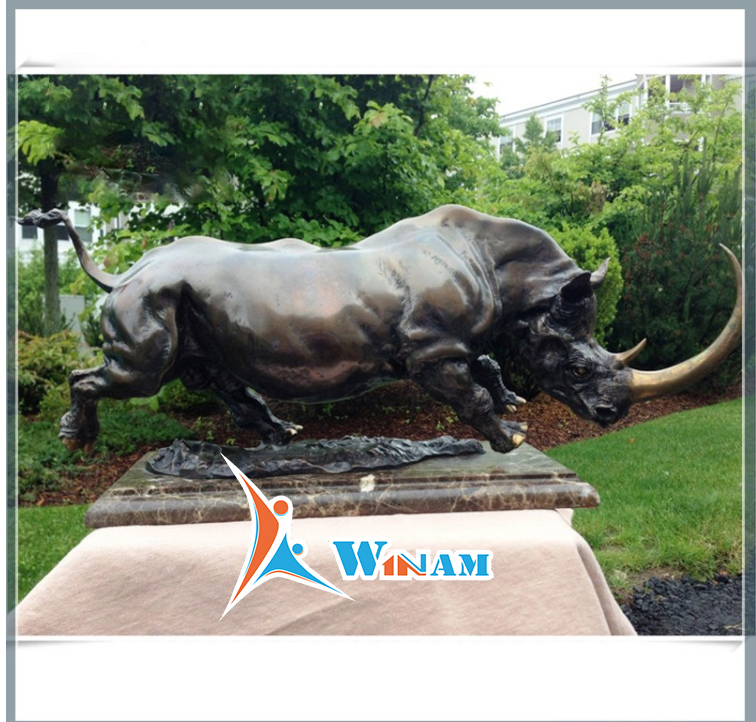 Large Garden Decoration Bronze Rhinoceros Sculpture