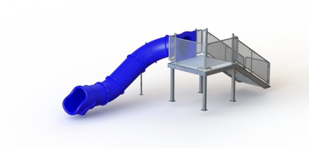 Single Right Flume Water Slide, Rear Stair