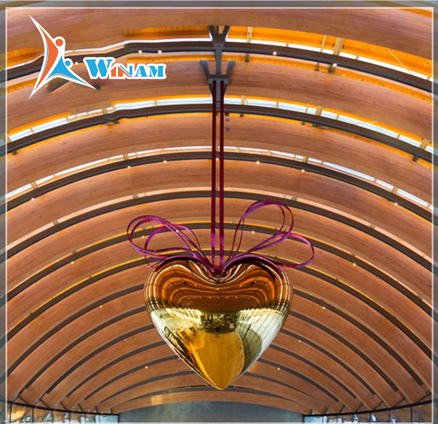 Home metal art decorative high polish stainless steel heart sculpture