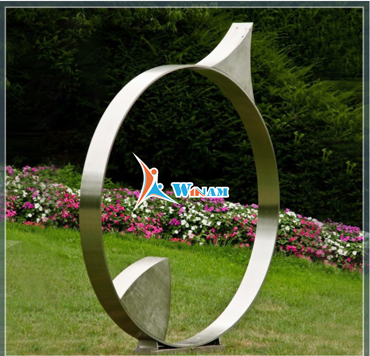 Ring Shaped Polished Outdoor Modern Metal Garden Sculpture for Sale