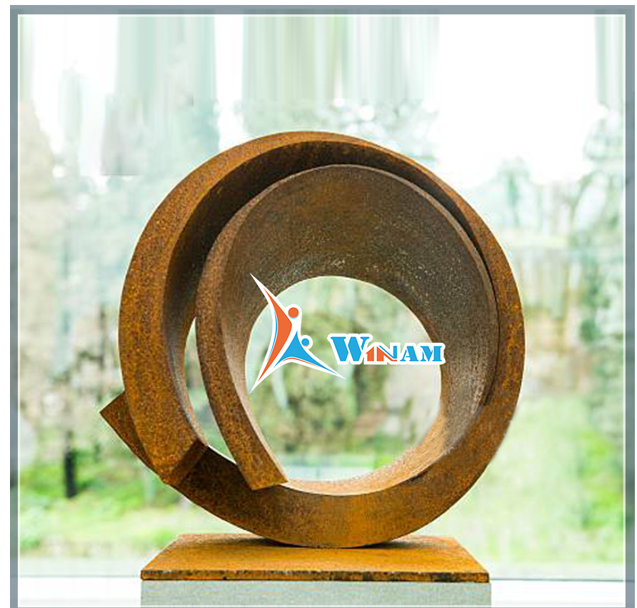 Contemporary decor rusted metal garden art