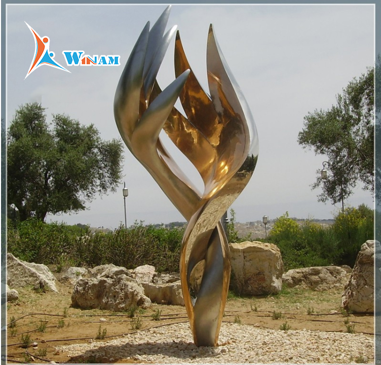 Gallery art large polished stainless steel sculpture for outdoor decoration / metal garden statue