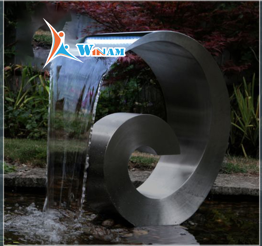 Stainless steel outdoor metal water fountains sculpture