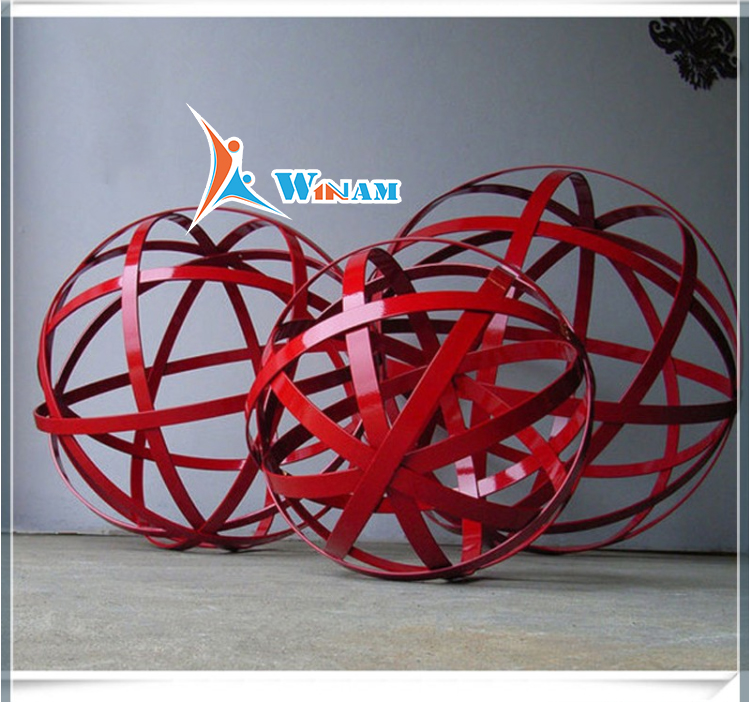 Modern Metal Stainless Steel Hollow Ball Sculpture