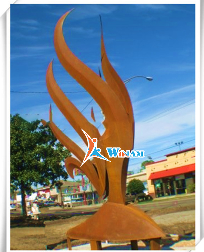 Handmade Wrought Small Corten Steel Fire Pit Sculpture