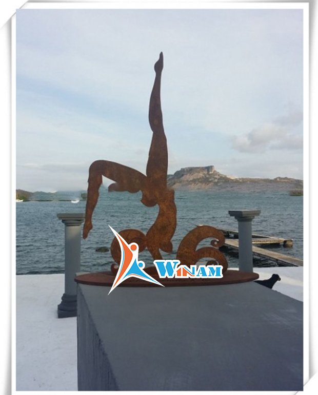 Modern amusement dancer corten steel sculpture