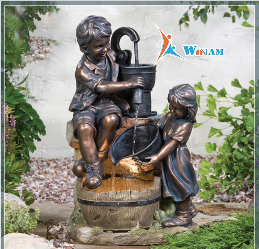 Bronze Garden Child Fountain Statues For Sale