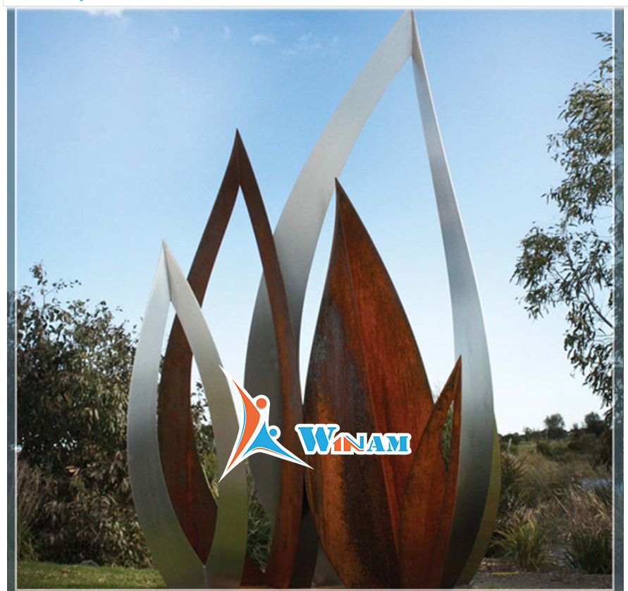 Wholesale outdoor metal garden art corten steel leaf sculpture