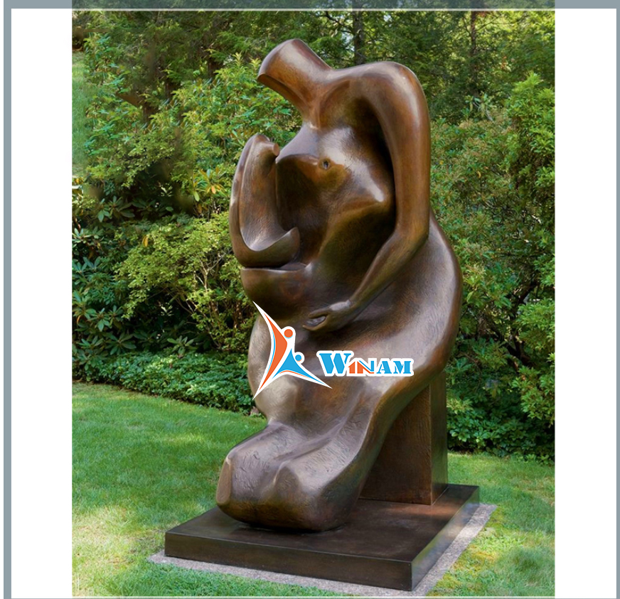 Abstract bronze statues mother and child scu