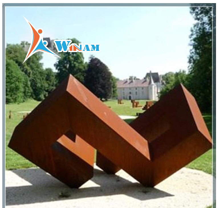 Square Shape Custom Size City Style Corten Steel Sculpture
