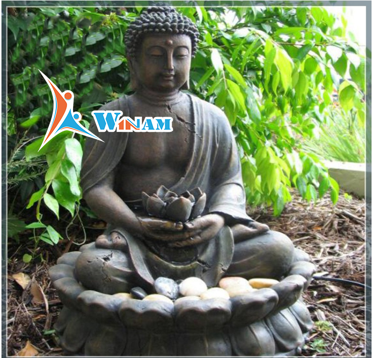 Modern brass large bronze garden buddha fountain