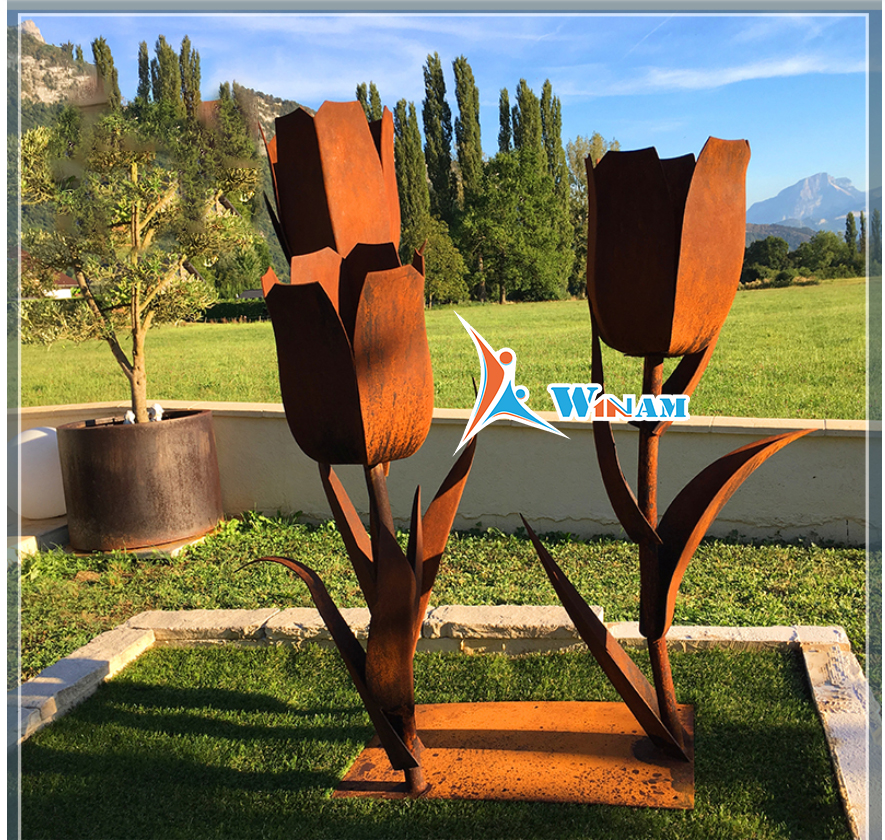 Garden Decoration Corten Steel Rose Sculptures