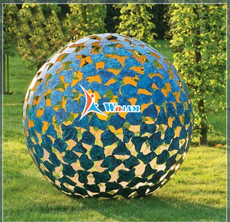 304 Grade Stainless Steel Outdoor Hollow Large Ball Sculpture for Garden Landscape