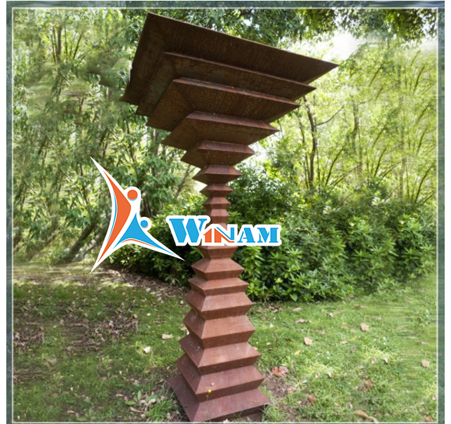 Distinctive Large Corten Steel Pyramid Sculpture