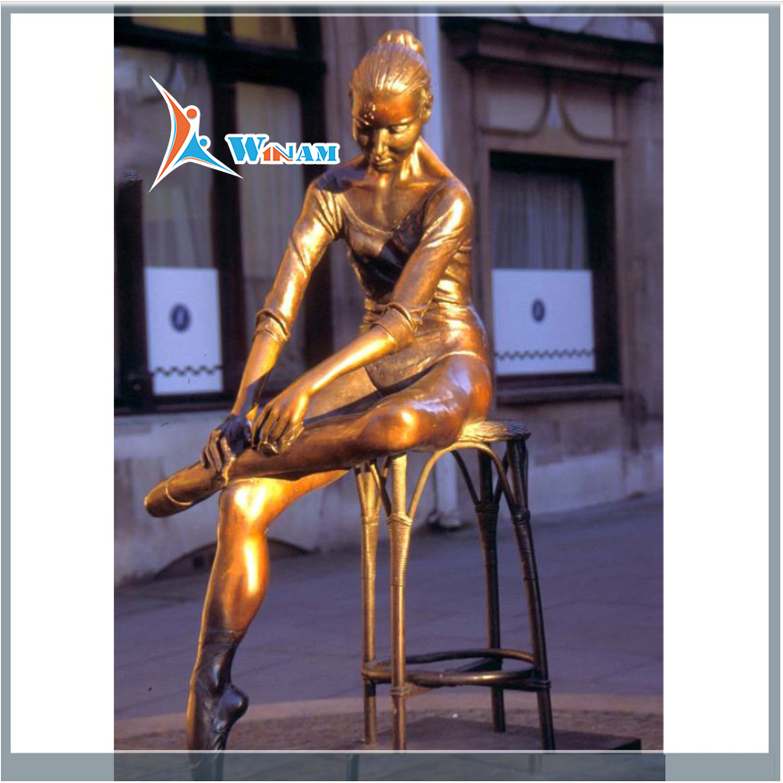 Elegant bronze metal ballet dancer sculpture
