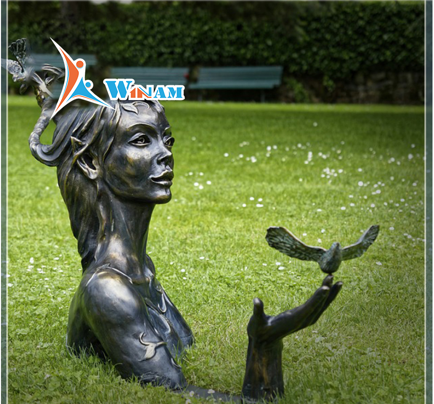 Beautiful fairy garden imitation bronze statue