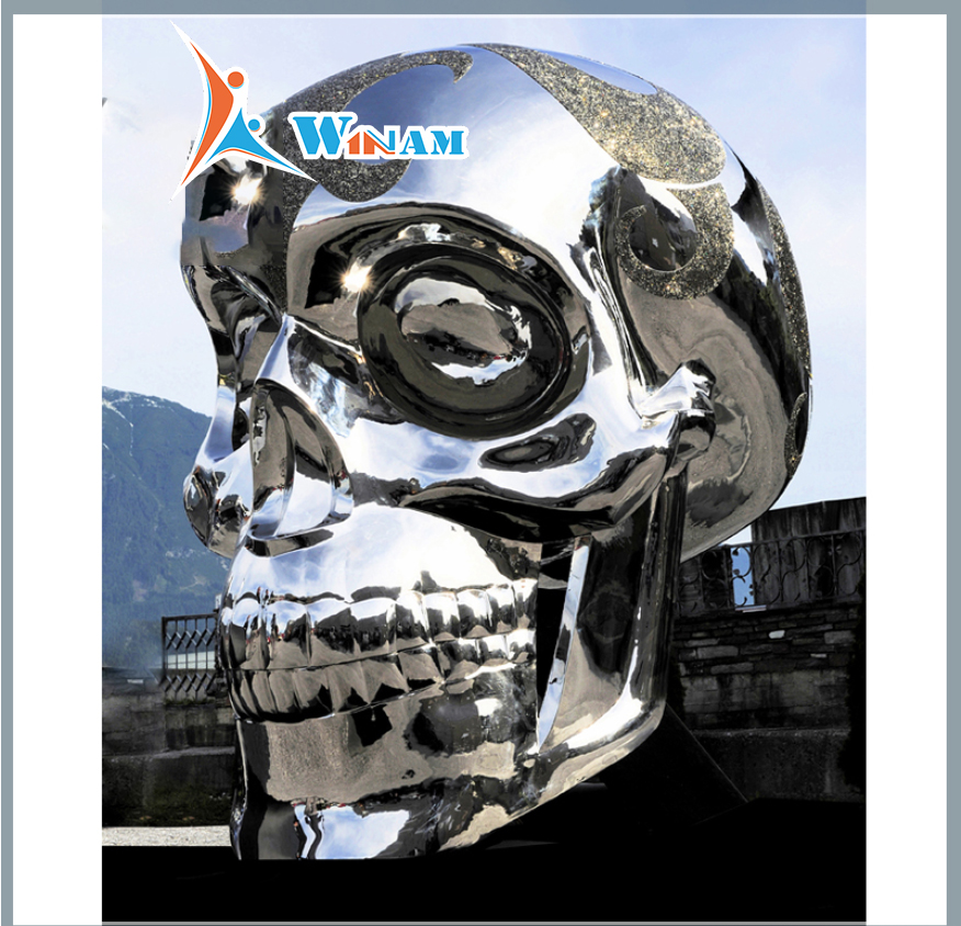 Large metal ornament skull sculpture