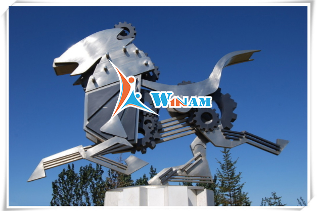 Vivid Animal Sculpture Garden Stainless Steel Mechanical Dog Statues