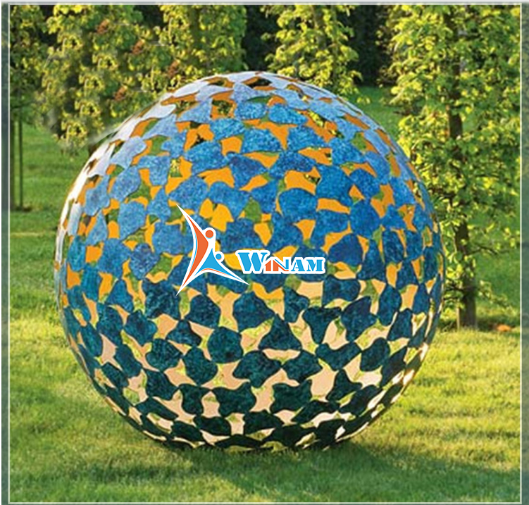 Large Exquisite Metal Stainless Steel Hollow Ball Sculpture