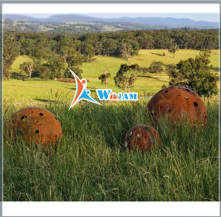 Outdoor decoration hollow ball corten steel art sculpture