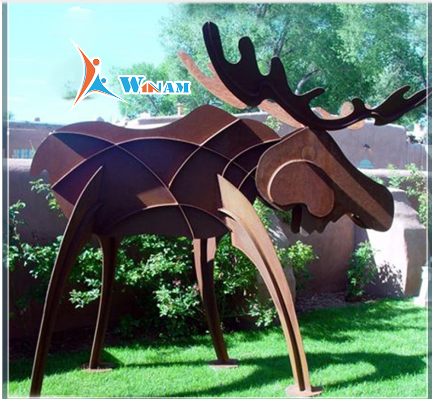Corten Steel Metal Garden Moose Statue For Decoration