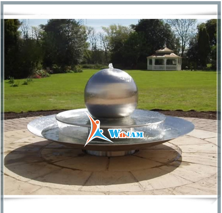 Stainless Steel Rotating Ball Garden Fountain Sculpture