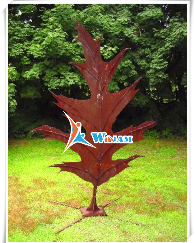 Handicraft delicate maple leaf corten steel garden sculpture