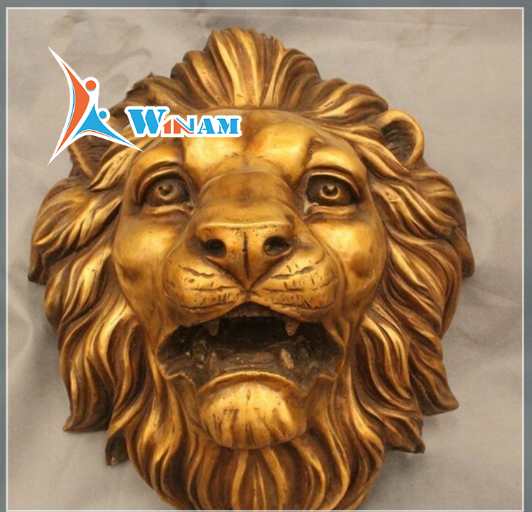 Indoor Decor Brass Lion Head Wall Art Sculpture