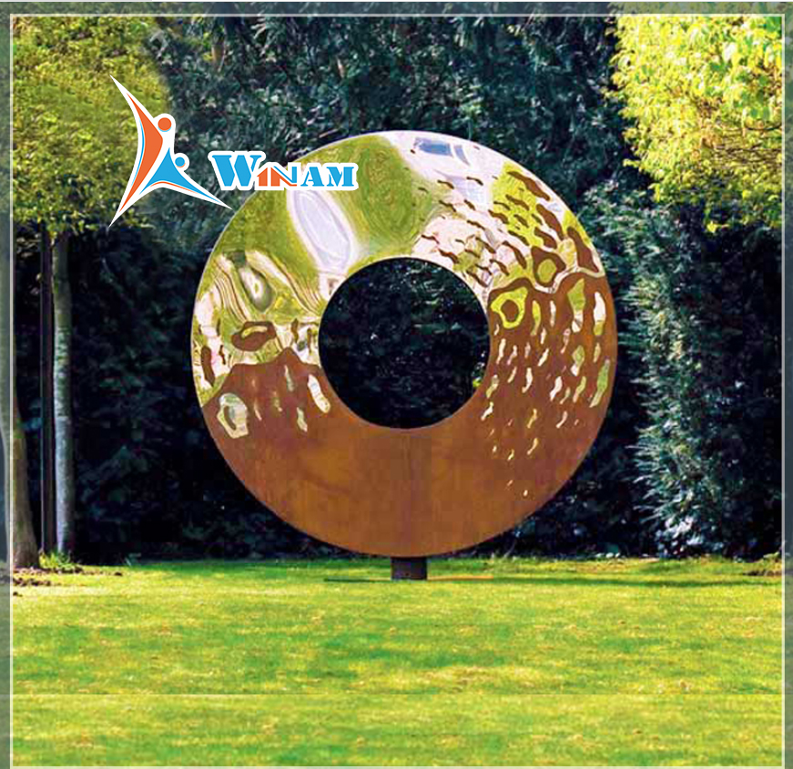 Stainless steel circle garden contemporary sculpture for decoration