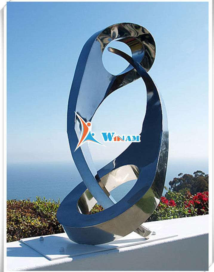 Modern Abstract High Polished Stainless Steel Garden Sculpture