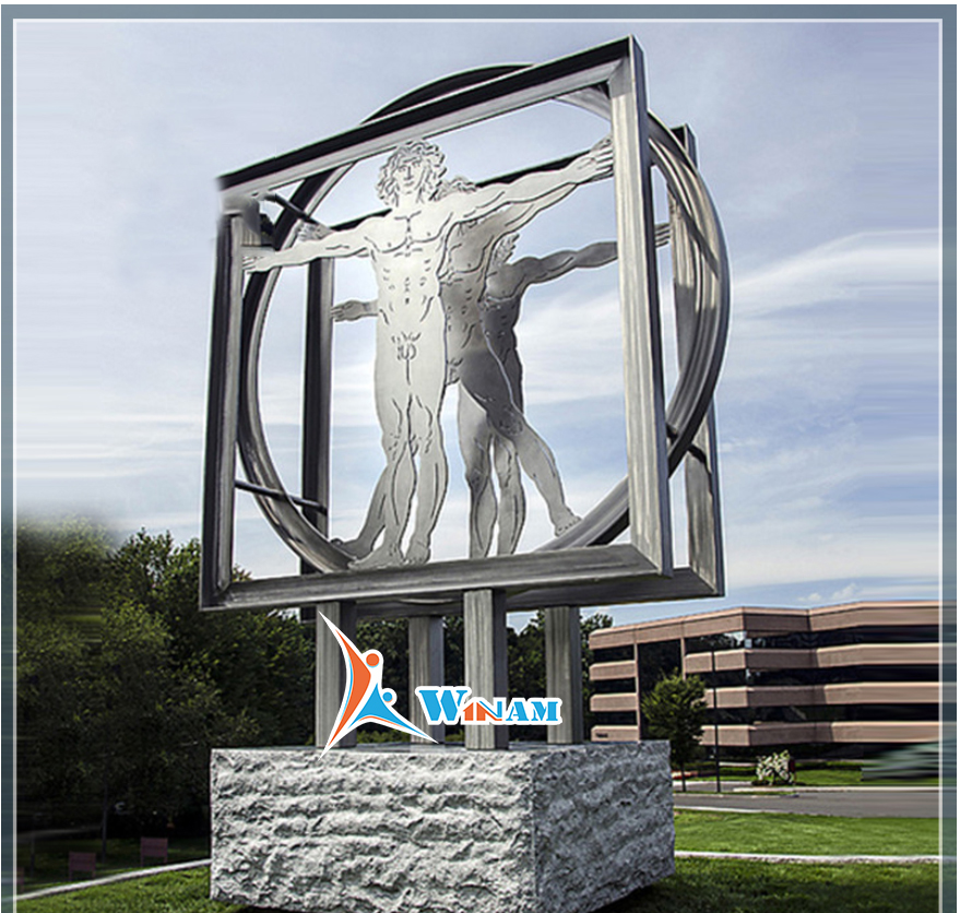 Life Size Stainless Steel Human Naked Man Statue