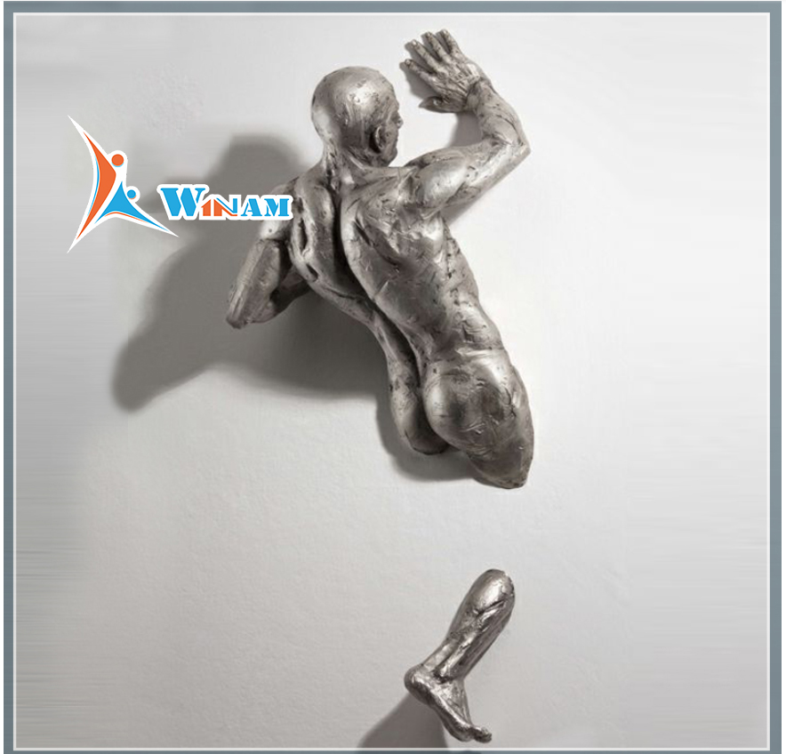 Wall art man large bronze abstract sculpture