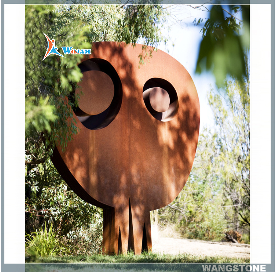 Large corten steel sculpture for outdoor decoration