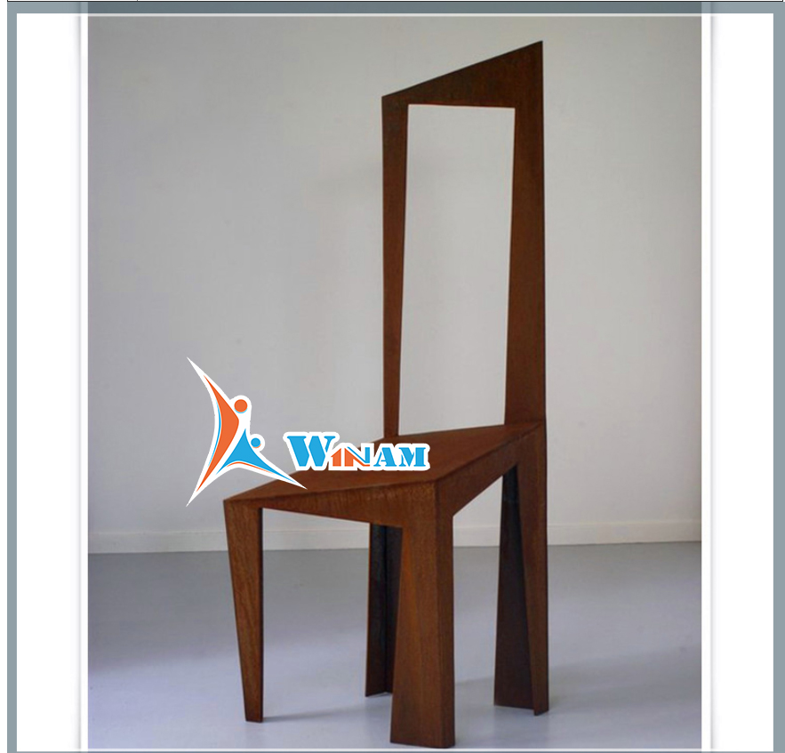 Custom Made Corten Steel Chair Metal Outdoor Sculpture For Sale