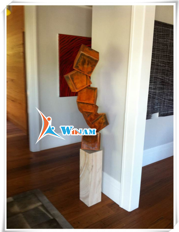 Contemporary abstract polygon metal steel sculpture